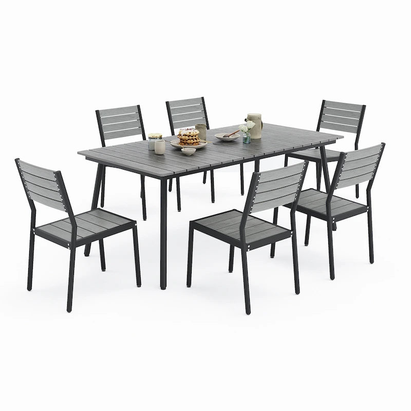 VredHom 7/9-Piece Outdoor Patio Dining Set with Stackable Chairs