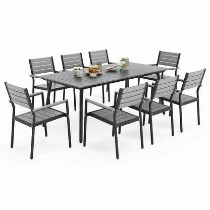 VredHom 7/9-Piece Outdoor Patio Dining Set with Stackable Chairs