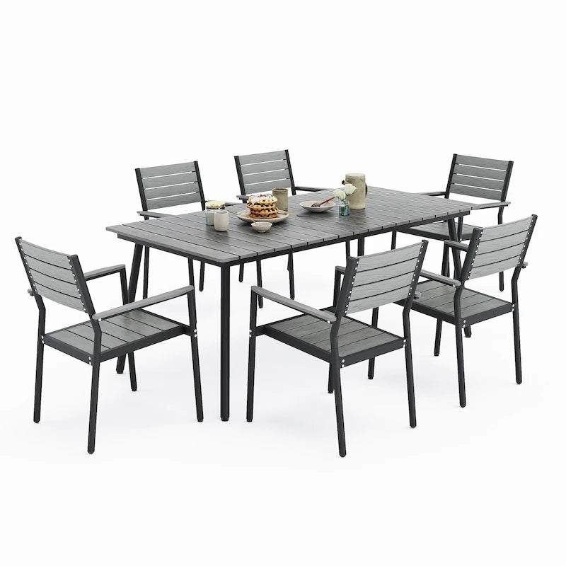 VredHom 7/9-Piece Outdoor Patio Dining Set with Stackable Chairs