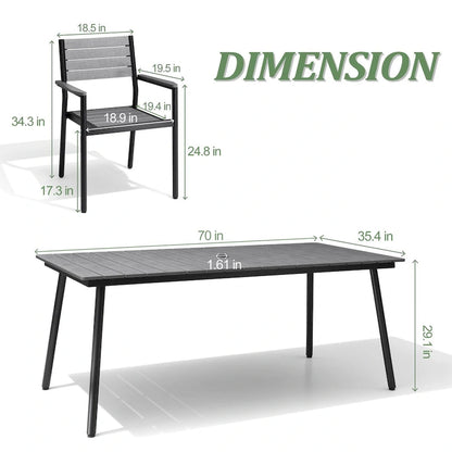 VredHom 7/9-Piece Outdoor Patio Dining Set with Stackable Chairs