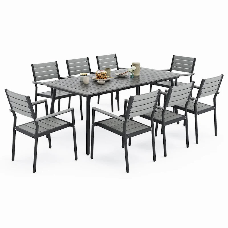 VredHom 7/9-Piece Outdoor Patio Dining Set with Stackable Chairs