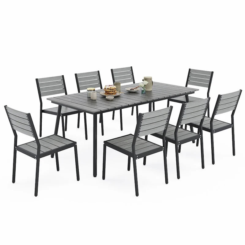 VredHom 7/9-Piece Outdoor Patio Dining Set with Stackable Chairs