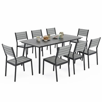 VredHom 7/9-Piece Outdoor Patio Dining Set with Stackable Chairs