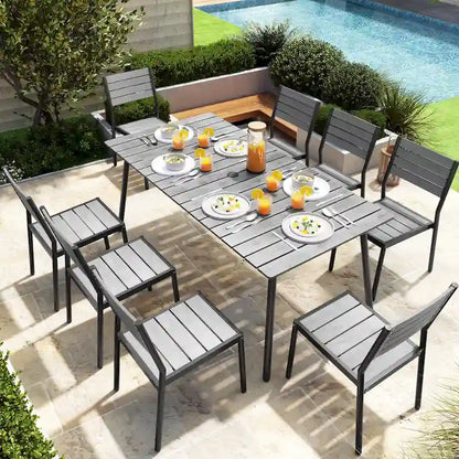 VredHom 7/9-Piece Outdoor Patio Dining Set with Stackable Chairs