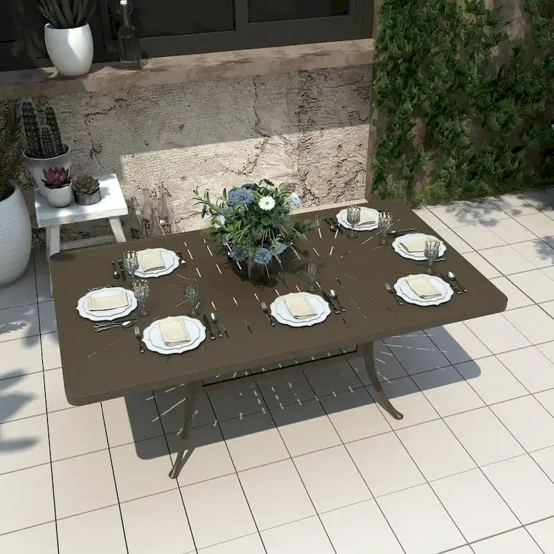 72 Cast Aluminum Rectangular Dining Table with Umbrella Hole