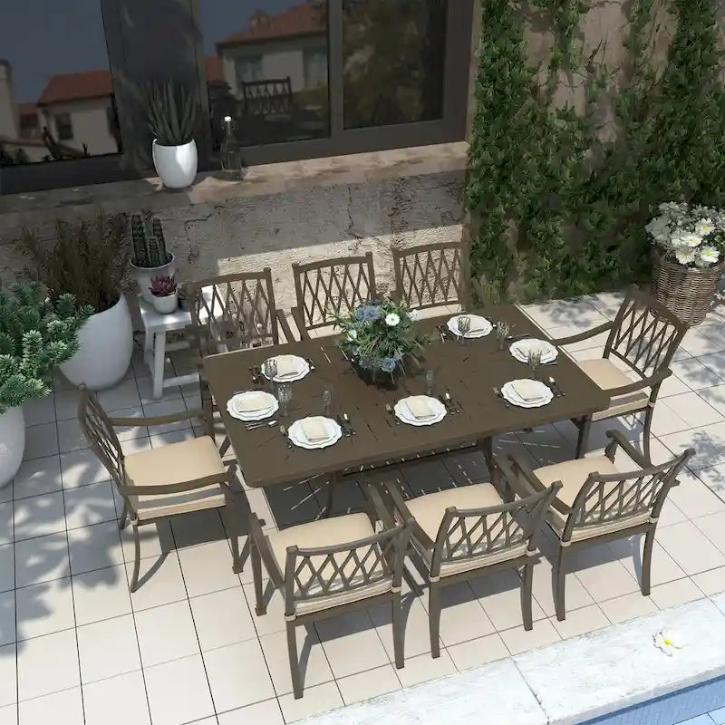 72 Cast Aluminum Rectangular Dining Table with Umbrella Hole