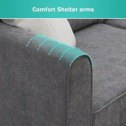 Modern 3-Piece Sectional Sofa, L Shape Upholstered Couch with 3 Pillows