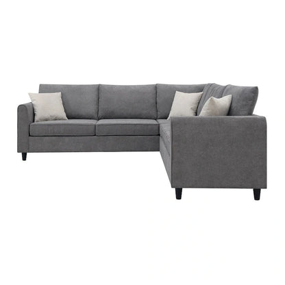 Modern 3-Piece Sectional Sofa, L Shape Upholstered Couch with 3 Pillows