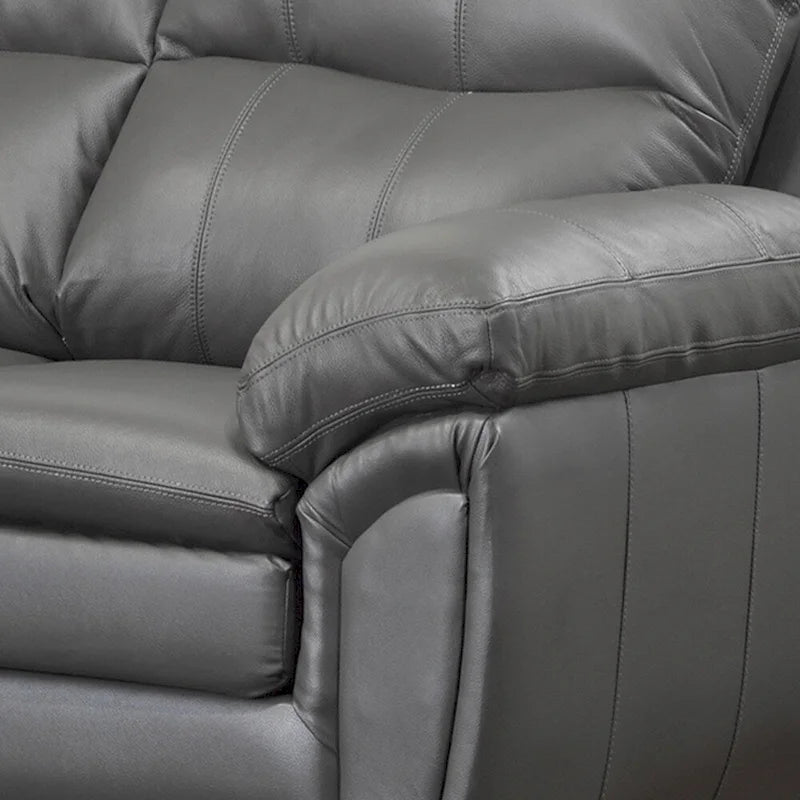 Marcus Premium Grey Top Grain Leather Sofa, Loveseat and Chair