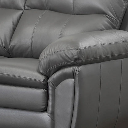 Marcus Premium Grey Top Grain Leather Sofa, Loveseat and Chair