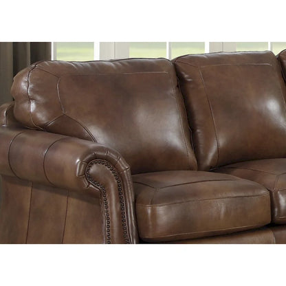 Sterling Cognac Brown Italian Leather Sofa, Loveseat and Chair Set