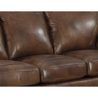 Sterling Cognac Brown Italian Leather Sofa, Loveseat and Chair Set