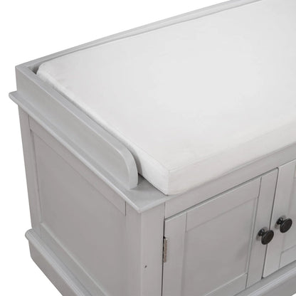 Storage Bench with 4 Doors and Adjustable Shelves, Shoe Bench with Removable Cushion