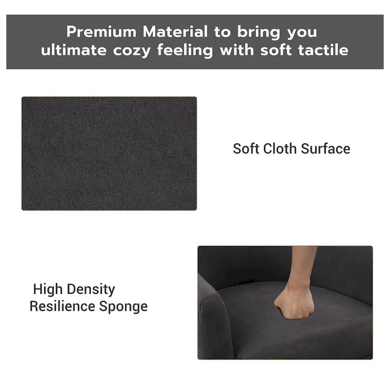 Classic Barrel Accent Chair Upholstered in Soft Polyester Fabric Footrest included