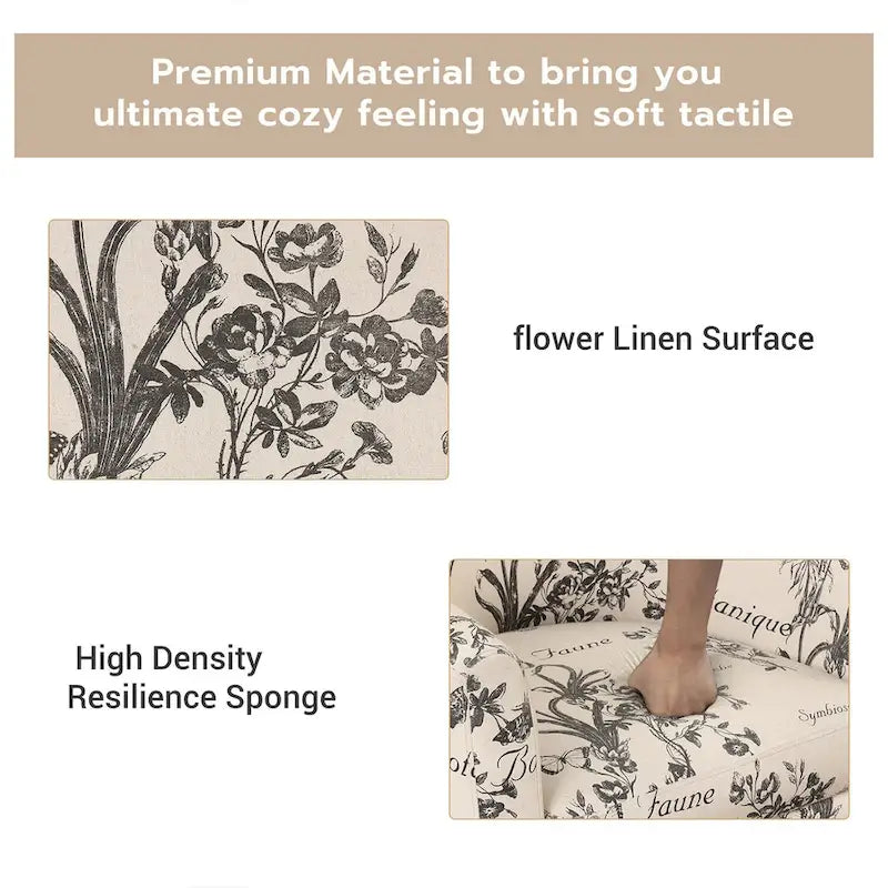 Classic Barrel Accent Chair Upholstered in Soft Polyester Fabric Footrest included