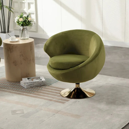 HOMEFUN Velvet 360 Degree Swivel Left Cuddle Barrel Accent Chairs