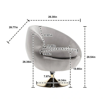 HOMEFUN Velvet 360 Degree Swivel Left Cuddle Barrel Accent Chairs