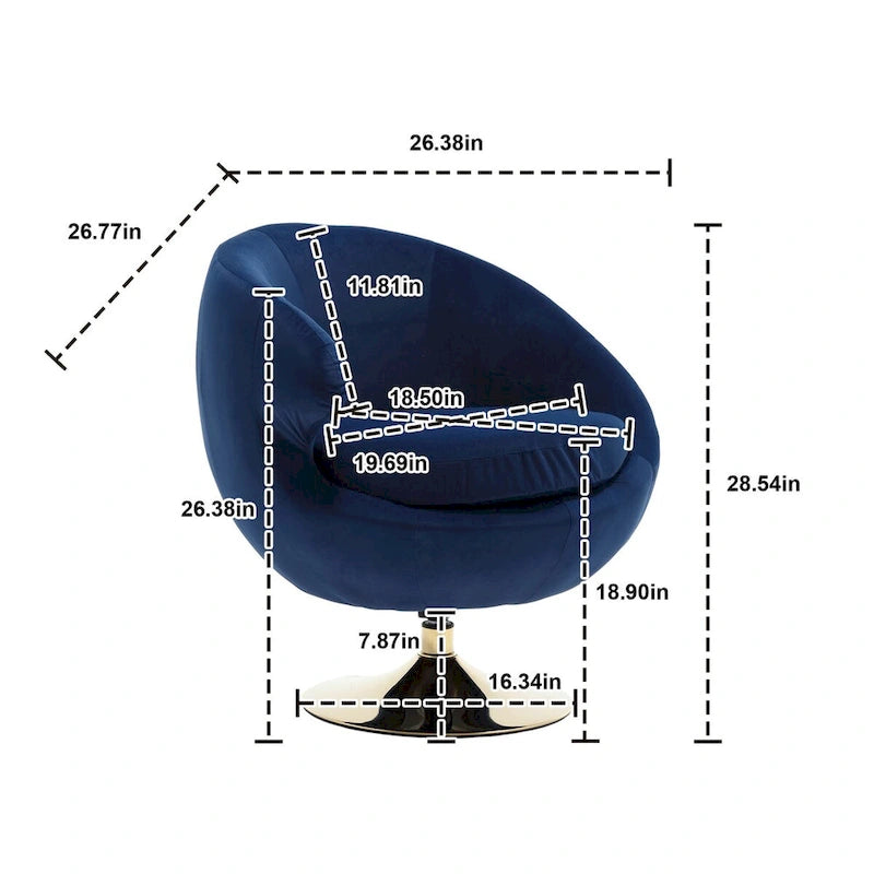 HOMEFUN Velvet 360 Degree Swivel Left Cuddle Barrel Accent Chairs