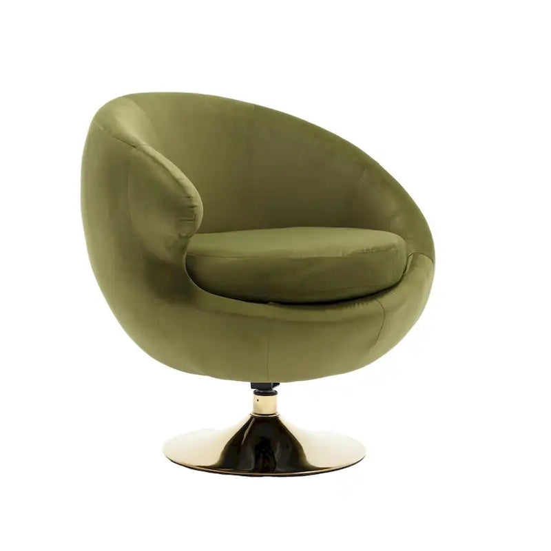 HOMEFUN Velvet 360 Degree Swivel Left Cuddle Barrel Accent Chairs