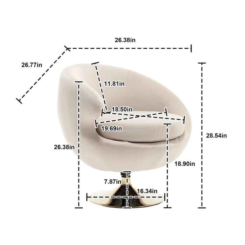 HOMEFUN Velvet 360 Degree Swivel Left Cuddle Barrel Accent Chairs