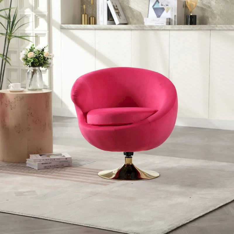 HOMEFUN Velvet 360 Degree Swivel Left Cuddle Barrel Accent Chairs