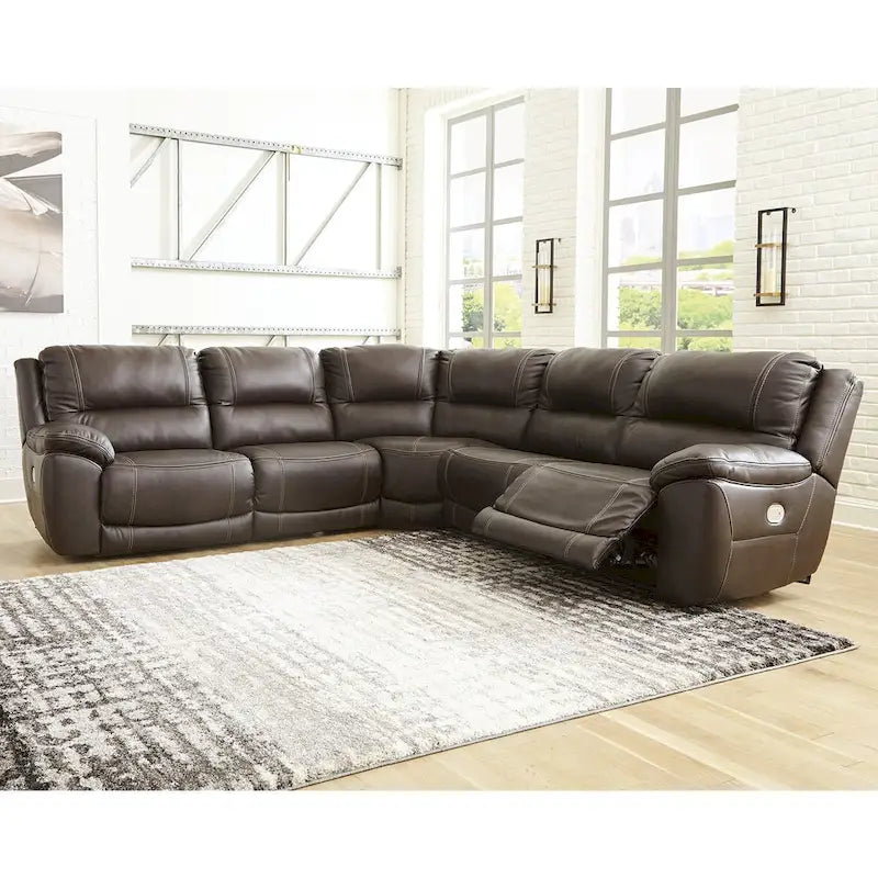 Signature Design by Ashley Dunleith Brown 5-Piece Power Reclining Sectional - 123 W x 123 D x 43 H