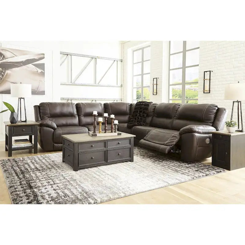 Signature Design by Ashley Dunleith Brown 5-Piece Power Reclining Sectional - 123 W x 123 D x 43 H