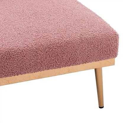62  L Chaise Lounge Indoor, Modern Teddy Fabric Sleeper Chair Bed for Living Room, Convertible Lounge Chair with Iron Legs