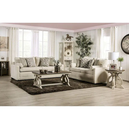 Breward Transitional Beige Chenille Padded 2-Piece Sofa Set by Furniture of America