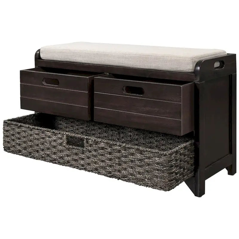 3-drawer Solid Wooden Storage Bench