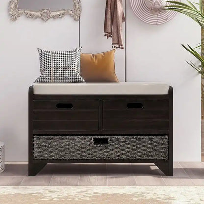 3-drawer Solid Wooden Storage Bench