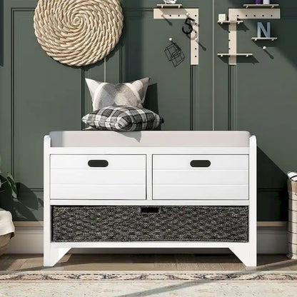 3-drawer Solid Wooden Storage Bench