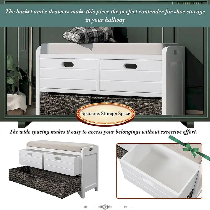 3-drawer Solid Wooden Storage Bench