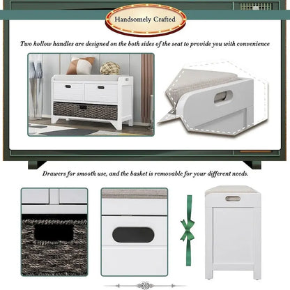 3-drawer Solid Wooden Storage Bench