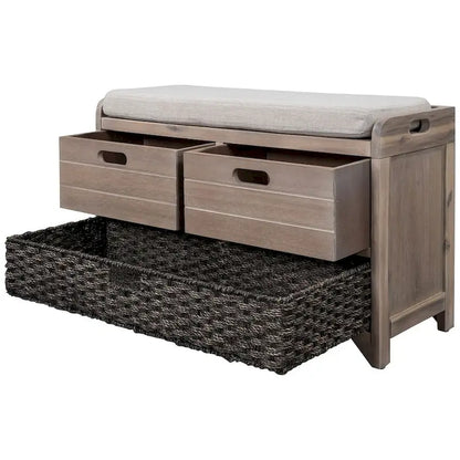 3-drawer Solid Wooden Storage Bench