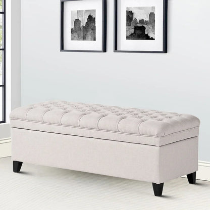Classic Stylish Upholstered Storage Bench with Tufted Button Decoration Seat