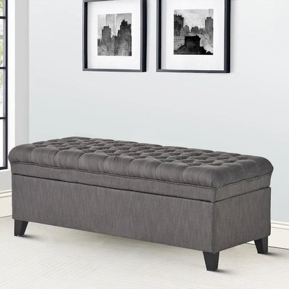 Classic Stylish Upholstered Storage Bench with Tufted Button Decoration Seat