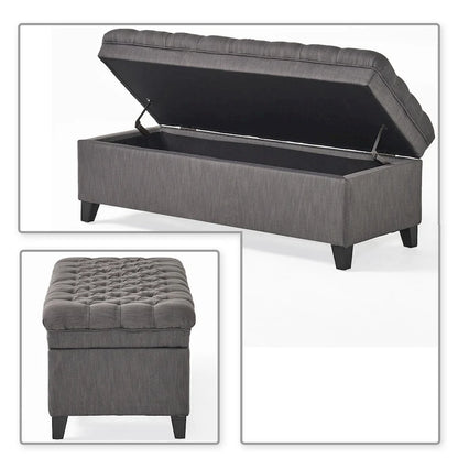 Classic Stylish Upholstered Storage Bench with Tufted Button Decoration Seat
