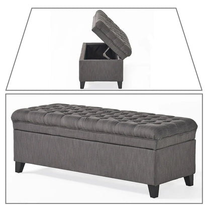 Classic Stylish Upholstered Storage Bench with Tufted Button Decoration Seat