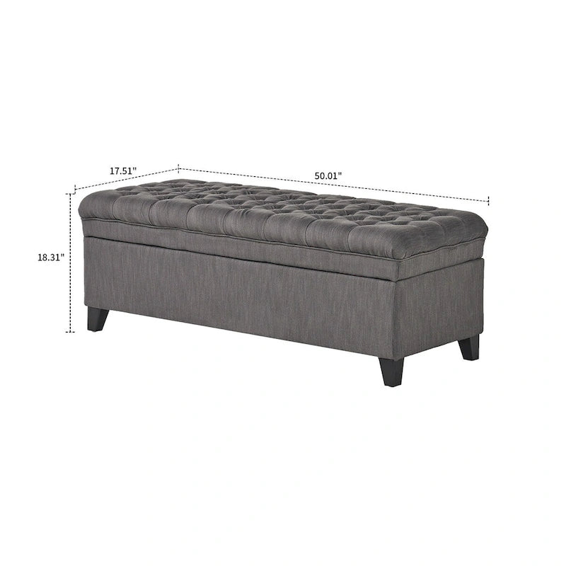 Classic Stylish Upholstered Storage Bench with Tufted Button Decoration Seat
