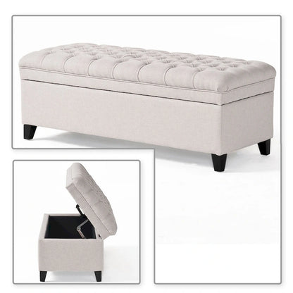 Classic Stylish Upholstered Storage Bench with Tufted Button Decoration Seat