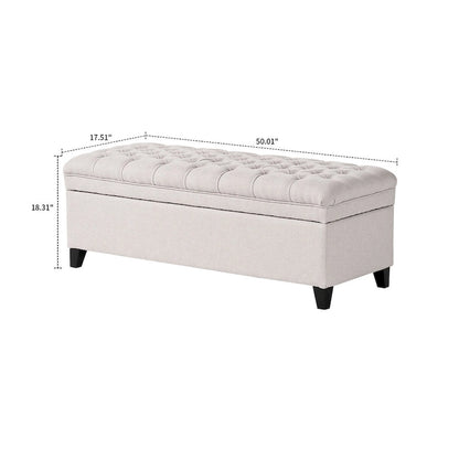 Classic Stylish Upholstered Storage Bench with Tufted Button Decoration Seat