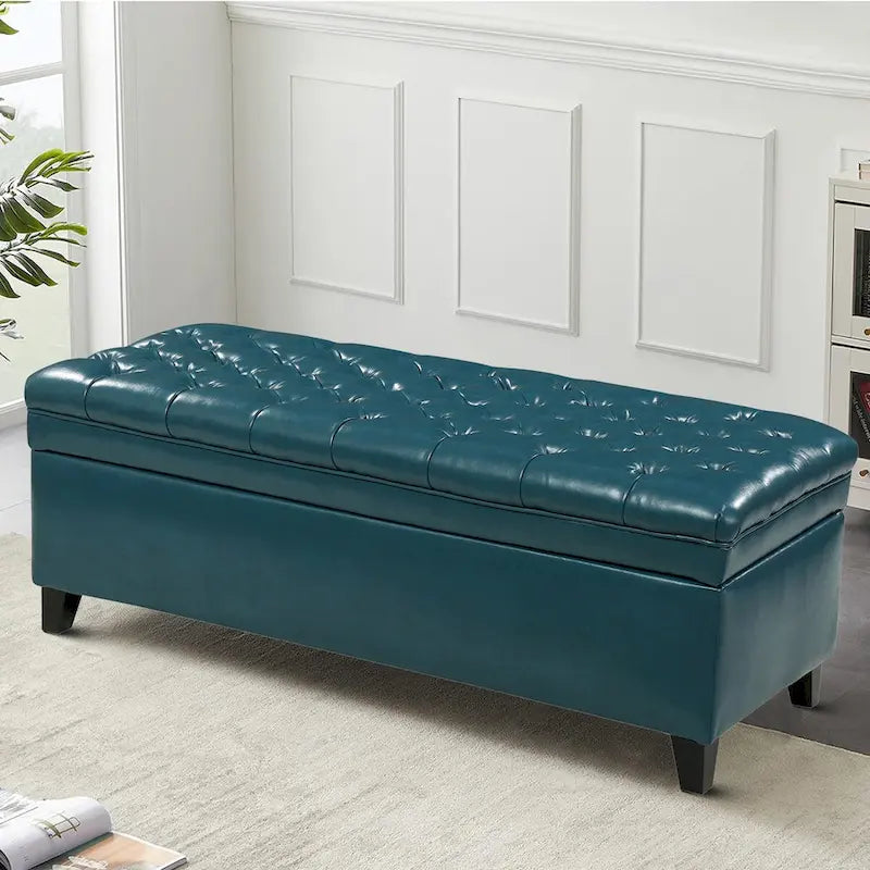 Classic Stylish Upholstered Storage Bench with Tufted Button Decoration Seat