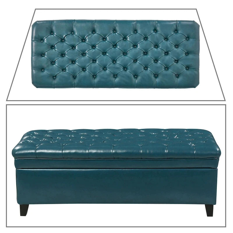 Classic Stylish Upholstered Storage Bench with Tufted Button Decoration Seat