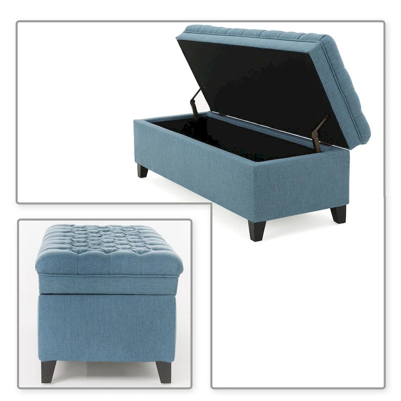 Classic Stylish Upholstered Storage Bench with Tufted Button Decoration Seat