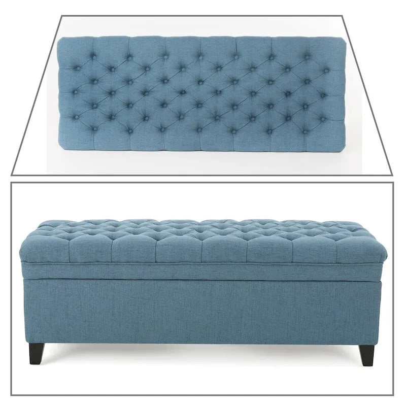 Classic Stylish Upholstered Storage Bench with Tufted Button Decoration Seat