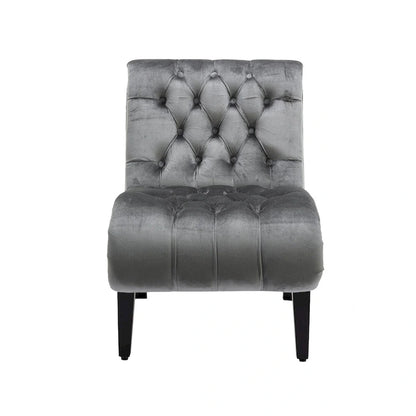 Velvet Armless Accent Chair, Button Tufted Slipper Chair, Side Chair, Lounge Chair