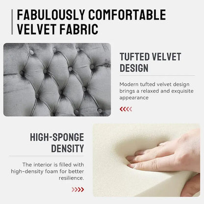 Velvet Armless Accent Chair, Button Tufted Slipper Chair, Side Chair, Lounge Chair