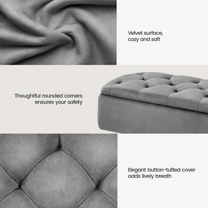 Yaheetech Modern Upholstered Ottoman Footstool Bench with Storage - 42.7 14.6 19