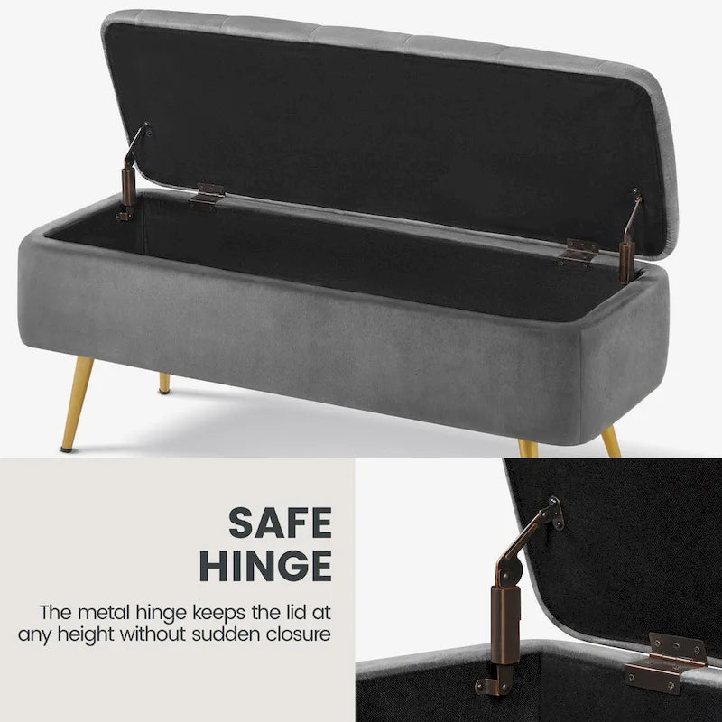 Yaheetech Modern Upholstered Ottoman Footstool Bench with Storage - 42.7 14.6 19